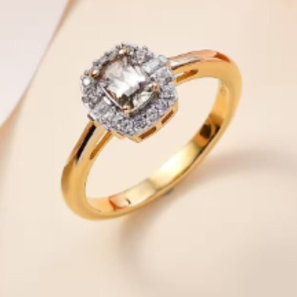 AAA Turkizite and White Zircon Halo Ring - Picture 3 of 5